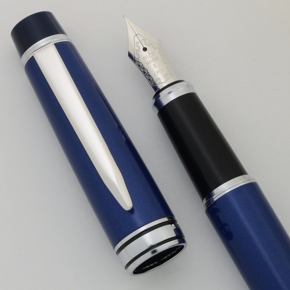 Pilot Stella Fountain Pen (2016) - Dark Blue with Chrome Trim, C/C